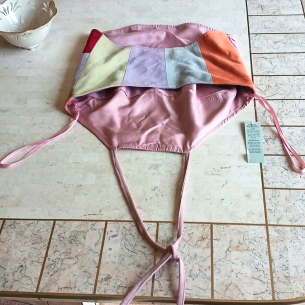 Vintage-One Of A Kind, multi color block suede vest..sz..XS.."Cache", New w/tags - Picture 12 of 15